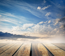 sky and wooden floor