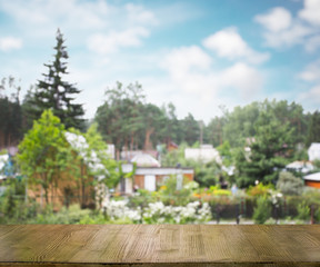 Obraz premium table with countryside background