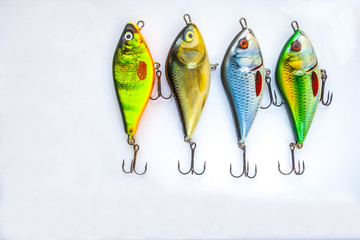 Set Of Fishing lures on a white background