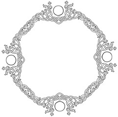 Vector illustration of Celtic knot circle frame black and white 