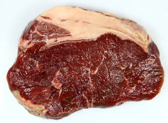 Red beff steak on white background