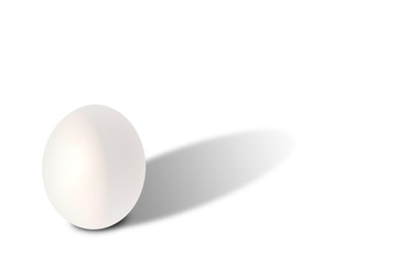 Weißes Ei, freistend auf weißem Hintergrund