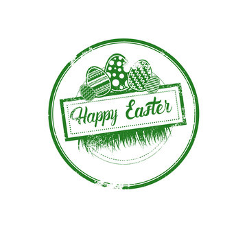 Easter Spring Holiday Greeting Card Stamp Icon Vector Illustration