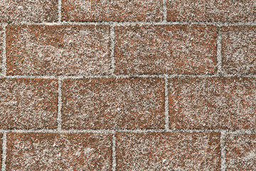 Frosty brick pavement background