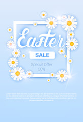 Easter Sale Shopping Special Offer Holiday Banner Flat Vector Illustration