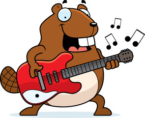Cartoon Beaver Guitar
