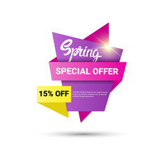 Spring Sale Shopping Special Offer Holiday Banner Flat Vector Illustration