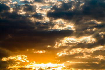 colorful dramatic sky with cloud at sunset