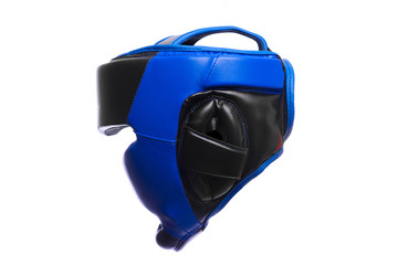 Naklejka premium An image of a blue boxing helmet on a white background