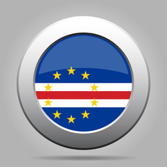 Obraz premium Flag of Cape Verde. Shiny metal gray round button.
