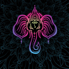 Hindu Lord Ganesha over mandala