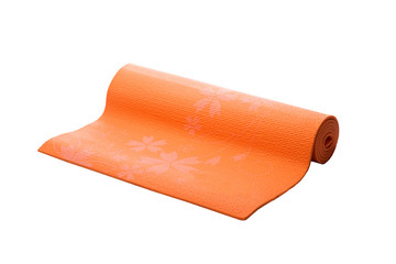 Obraz premium orange yoga mat on a white background