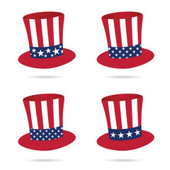american flag on hat in color set illustration