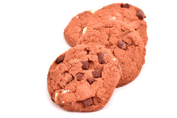 Biscuits wiht small chocolate pieces isolated on white