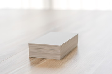 Business cards on wood table