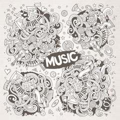 Sketchy vector doodles cartoon set of Music designs