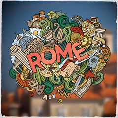 Rome hand lettering and doodles elements and symbols emblem