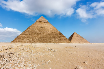 Fototapeta na wymiar The two large Pyramids at Giza, Cairo