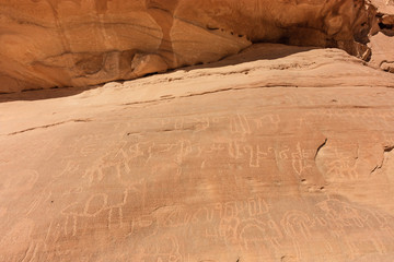 Ancient rock drawings in the Sinai desert