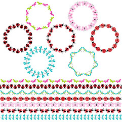 Fototapeta premium ladybug and butterfly frames and borders