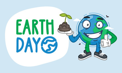 Earth Day Earth Character Holding Handful of Earth