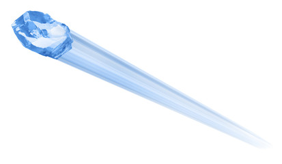 Piece of ice isolated on white background.