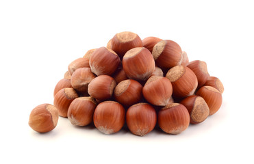 Hazelnuts isolated on white