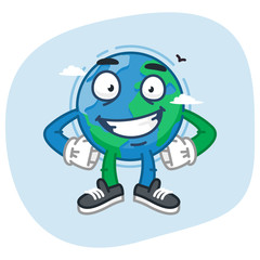 Character Earth Keeps Hands on Waist