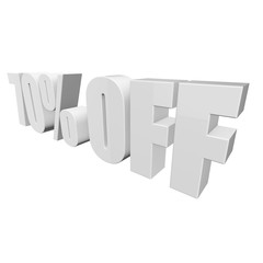 70 percent off letters on white background. 3d render isolated.