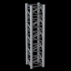 Steel truss girder element. 3d render on black