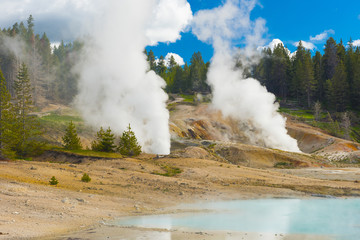 Geothermal pool and steam vents