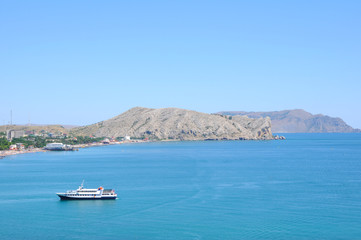 Marine Pleasure boat in the bay of the spa town