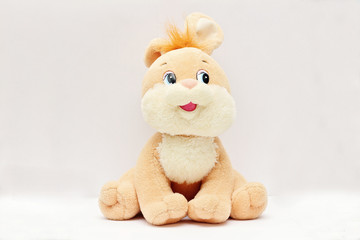 Soft children's toy funny furry rabbit.
