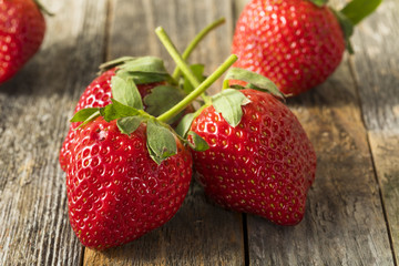 Raw Organic Red Ripe Strawberries
