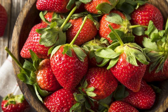 Raw Organic Red Ripe Strawberries