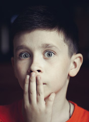 Portrait of a boy and his emotions. Emotions of the child