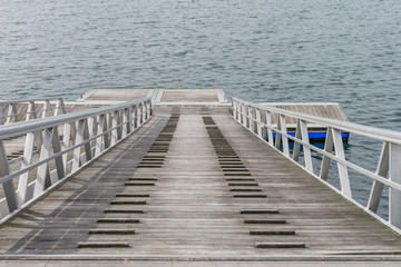 Fototapeta premium view on a wooden boat dock