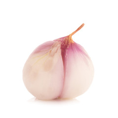 Red sliced onion isolated on white background