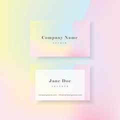 Feminine colorful vibrant holographic business card template in minimal style