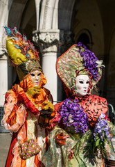 Fototapeta na wymiar Venetian carnival mask,Venice,Italy,25 February 2017,Traditional carnival in Venice venetian carnival mask