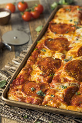 Homemade Pepperoni Sicilian Pan Pizza