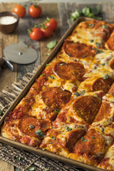 Homemade Pepperoni Sicilian Pan Pizza