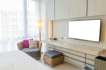 Modern television in living room .