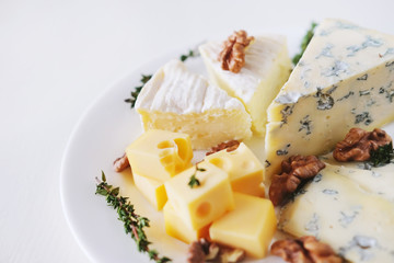 Cheese plate with different kinds of cheese