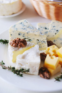 Cheese plate with different kinds of cheese