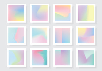 Colorful abstract vivid holographic style gradients textures collection