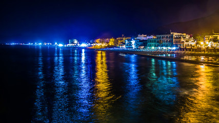 Naklejka premium view of Sperlonga by night, Italy