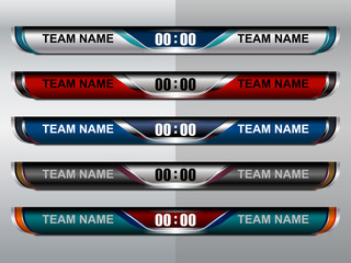 Scoreboard Broadcast Graphic Template for soccer and football, vector illustration