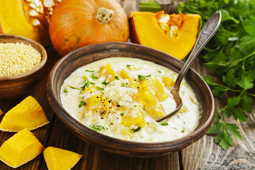 Cheese soup with pumpkin