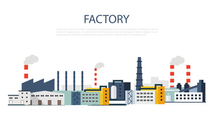 Obraz premium Factory Landscape. Vector flat illustration.